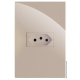 Conjunto Tomada 10a Horizontal 4x2 - RECTA Areia Gloss